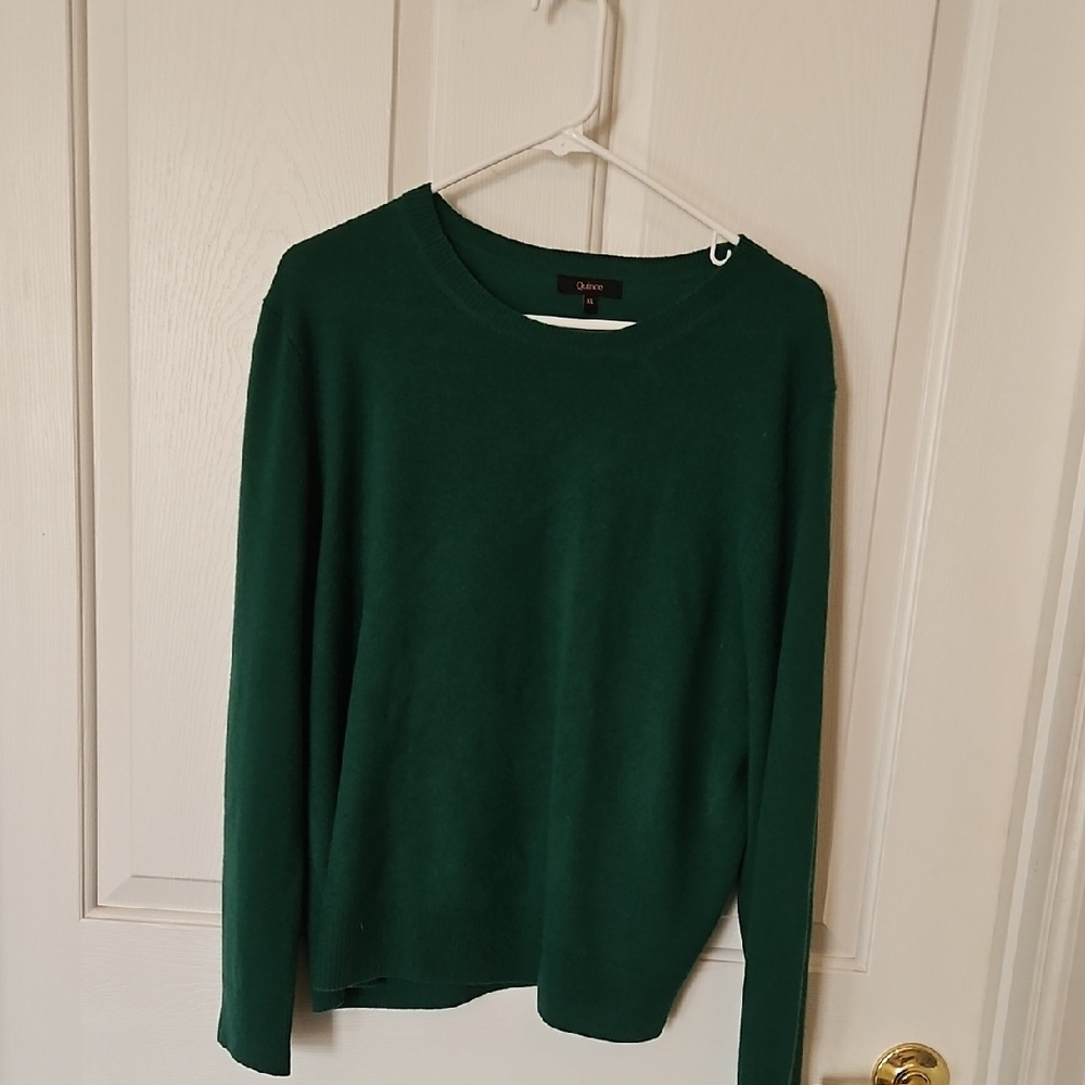 QUINCE Emerald Green Cashmere Crewneck Sweater